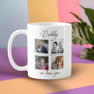 Mug Père avec Enfants Famille Papa 4 Photo Collage