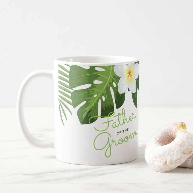 Mug Père botanique du mariage hawaïen de marié (Avec donut)