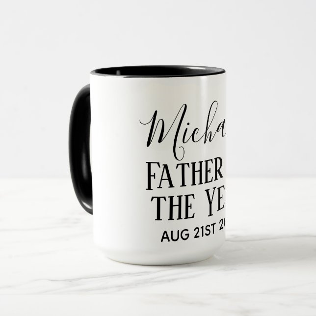 Mug Père de l'année PAPA mari homme CUSTOPM TEXTE (Devant gauche)