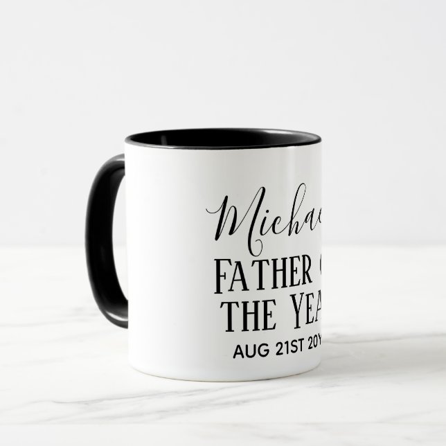 Mug Père de l'année PAPA mari homme CUSTOPM TEXTE (Devant gauche)
