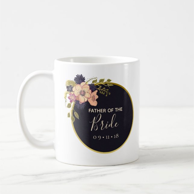 Mug Père du Marié Aquarelle Hivernale Fleurs Rose (Gauche)