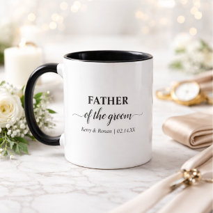 Mug Père du marié personnalisé noir et blanc