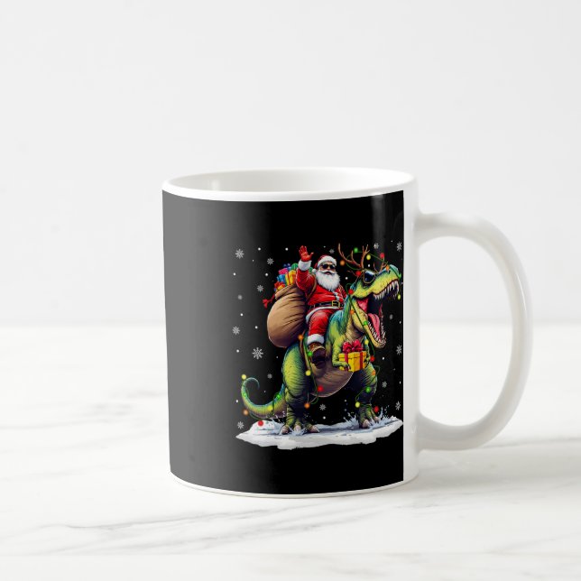 Mug Père Noël à cheval sur un dinosaure T Rex Noël Gar (Droite)