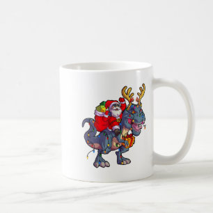 Mug Père Noël à cheval sur un dinosaure T Rex Noël Xma