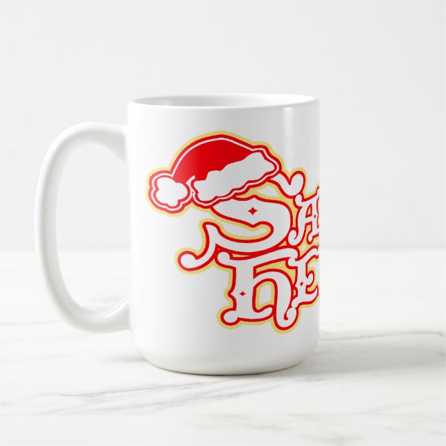 Mug Père Noël aide rouge saisonnier canne de Noël (Gauche)
