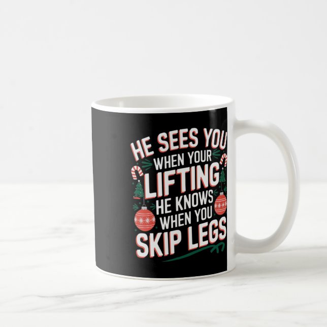 Mug Père Noël aime Jour de la Jambe Fitness de Noël -  (Droite)