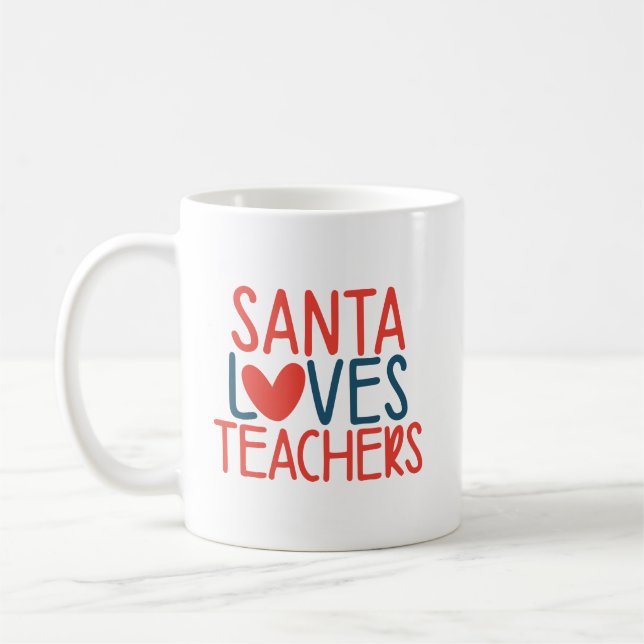 Mug Père Noël aime les enseignants | Funny Christmas T (Gauche)