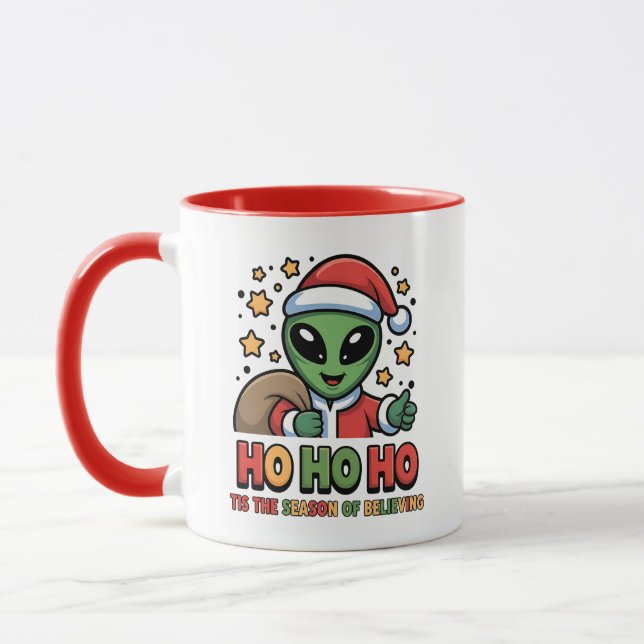 Mug Père Noël Alien Drôle  (Gauche)