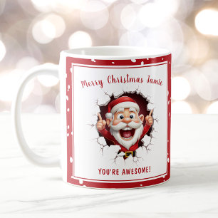 Mug Père Noël amusant à travers Red Name Noël