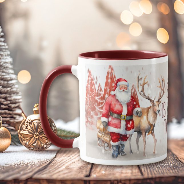 Mug Père Noël arrive à Town Reindeer Kids (Créateur téléchargé)