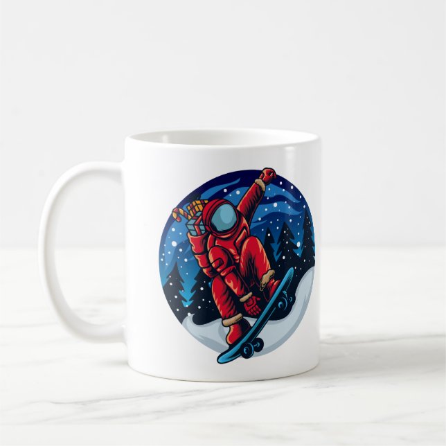Mug Père Noël astronaute avec skateboard (Gauche)