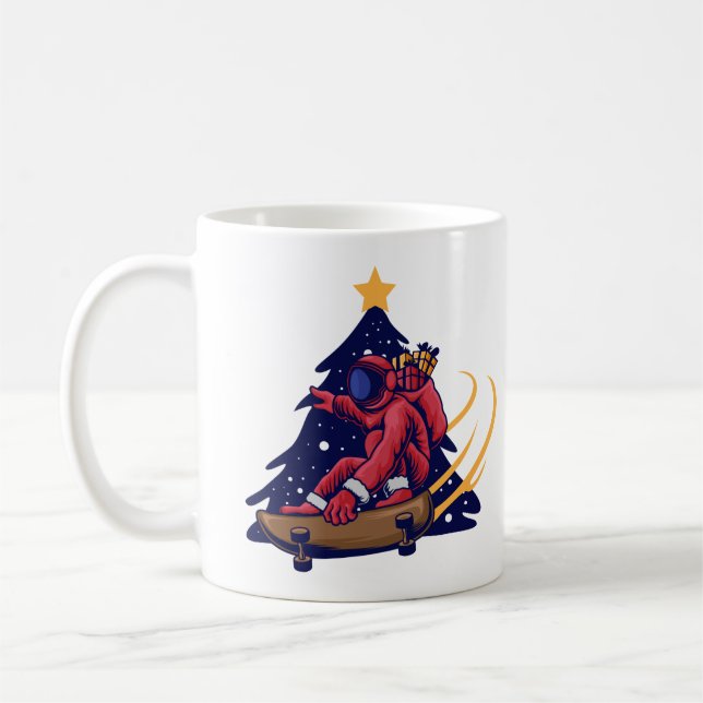 Mug Père Noël astronaute avec skateboard (Gauche)