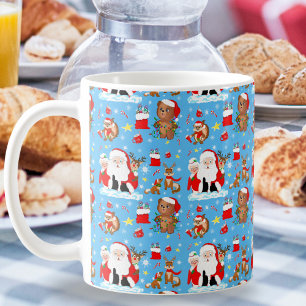 Mug Père Noël Avec Des Animaux Forestiers