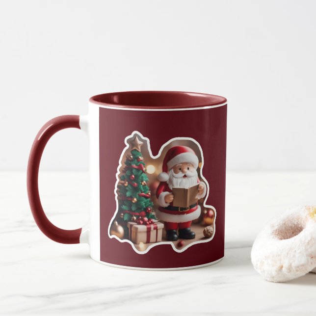 Mug Père Noël avec sapin en 3D -  (Avec donut)