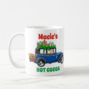Mug Père Noël Blue Car Noël présente du cacao chaud