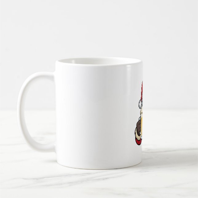 Mug Père Noël buvant de la bière Graphique de Noël (Gauche)