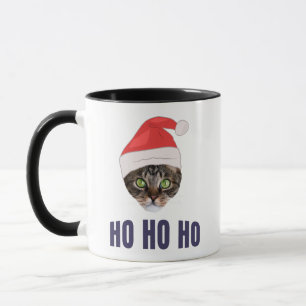 Mug Père Noël Chat avec Santa hat, Ho Ho ho Squa d'inv