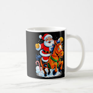 Mug Père Noël chevauchant un cheval drôle équitation N
