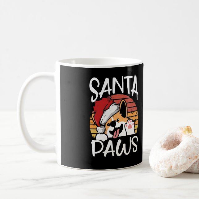 Mug père Noël Chien Paws amusant jeu de mots de Noël (Avec donut)
