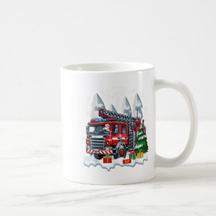 Mug Père Noël Conduite Camion de Feu Boîtes de Noël Co