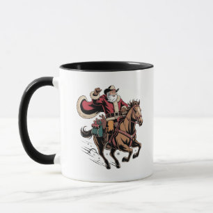 Mug Père Noël cow-boy à cheval Noël