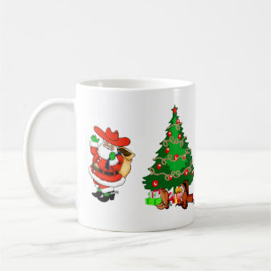 Mug Père Noël cow-boy occidental et arbre de Noël