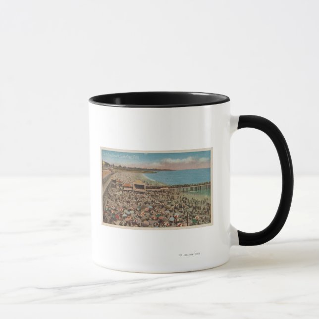 Mug Père Noël Cruz, CA - Scène de plage pleine de gens (Droite)