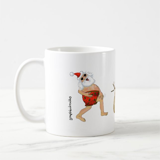 Mug Père Noël dans des troncs de natation avec un (Gauche)