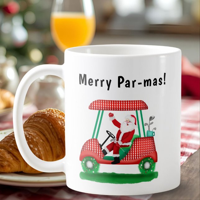 Mug Père Noël dans un chariot de golf de Noël (Créateur téléchargé)