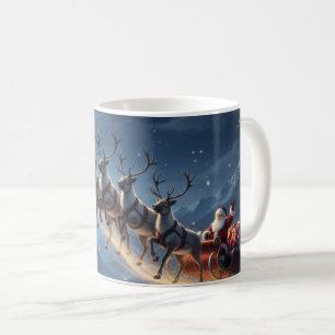 Mug Père Noël de montagne au clair de lune traîneau re