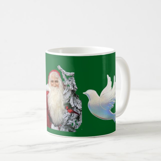 Mug Père Noël de Noël et colombes  (Devant droit)