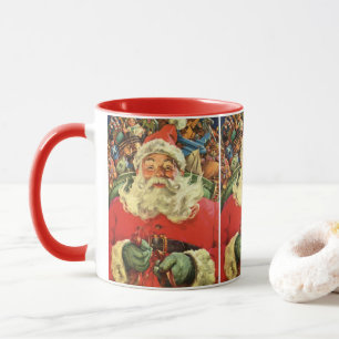 Mug Père Noël de Noël vintage dans un traîneau avec de