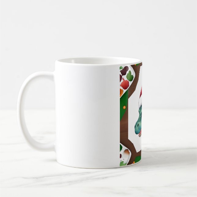 Mug Père Noël dinosaure Chapeau Art  (Gauche)