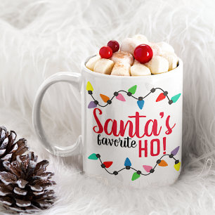 Mug Père Noël drôle aide lumières de Noël à cordes