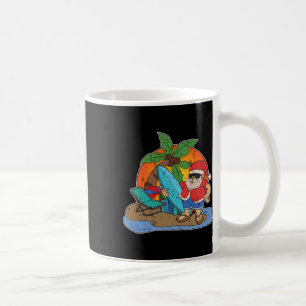 Mug Père Noël drôle au coucher du soleil surfeur Noël 