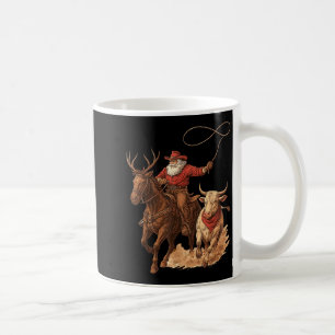 Mug Père Noël drôle Cowboy Rodéo Renne Western Cheval