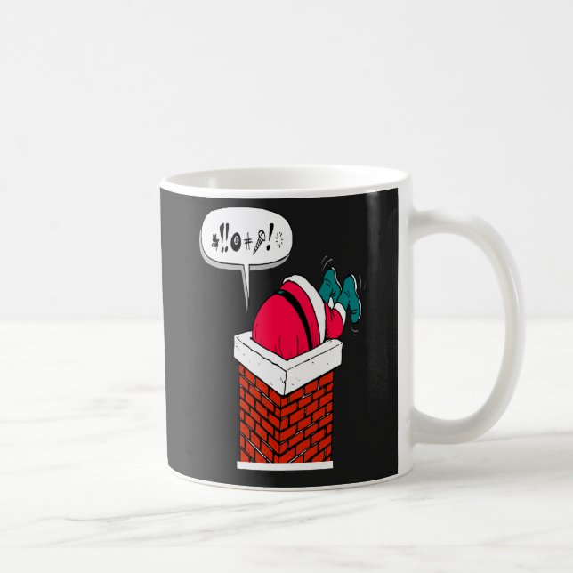 Mug Père Noël drôle et fantaisiste coincé  (Droite)