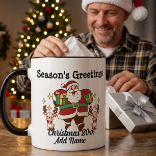Mug Père Noël drôle rouge et or Personnaliser