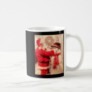 Mug Père Noël et bonhomme de neige sous la neige 
