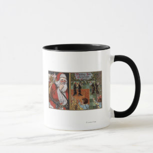 Mug Père Noël et enfants recherchant la cheminée