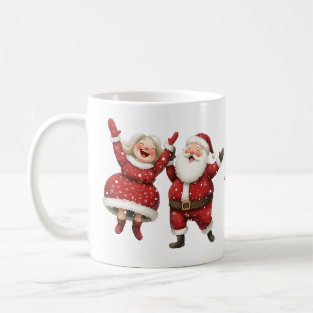 Mug Père Noël et Mme Claus Nom du script Joyeux Noël (Gauche)