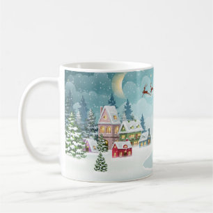 Mug père Noël et Reindeer sur l'Arrière - plan de Noël