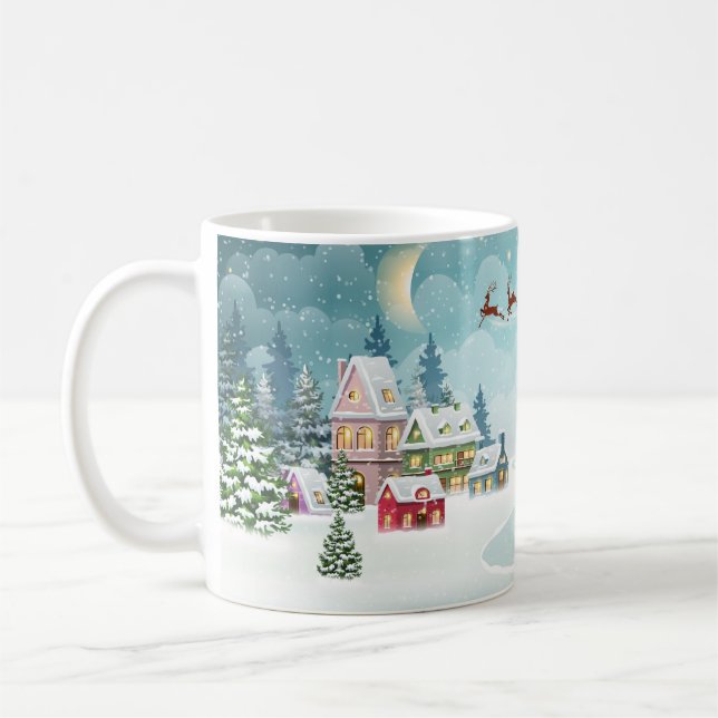 Mug père Noël et Reindeer sur l'Arrière - plan de Noël (Gauche)