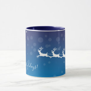 Mug Père Noël et Reindeers - Noël bleu