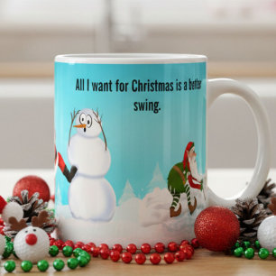 Mug Père Noël fantaisiste jouant au golf, bonhomme de