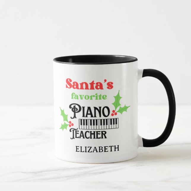 Mug Père Noël Favori Piano Enseignant Musicien Noël (Droite)