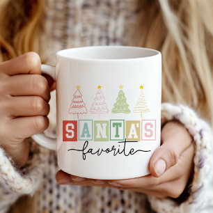 Mug "Père Noël Favorite" Moderne Pastel Arbres de Noël