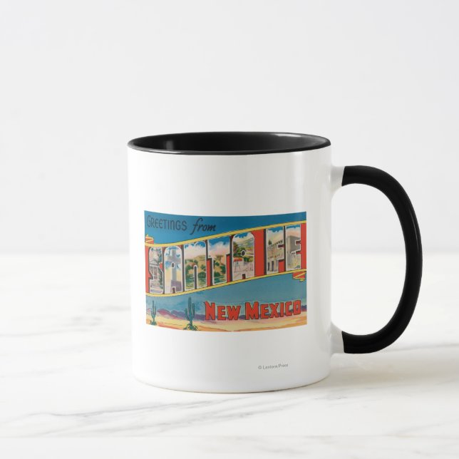 Mug Père Noël Fe, Nouveau-Mexique - Grandes Lettres Sc (Droite)