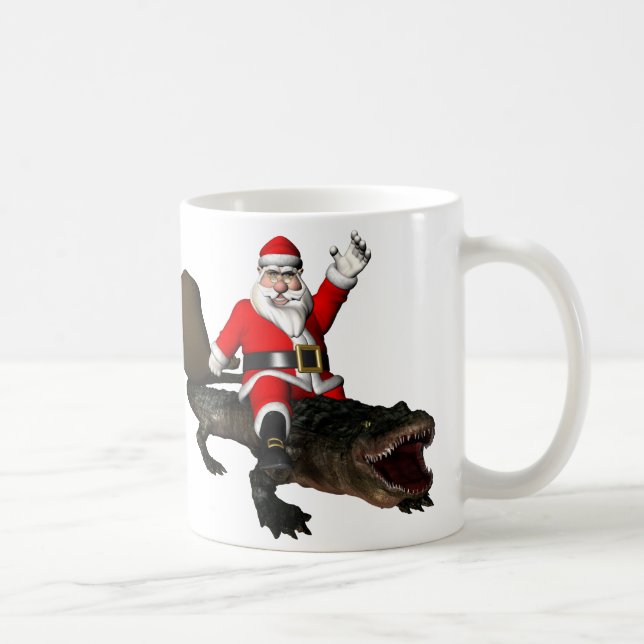 Mug Père Noël Festif Montant Un Alligator (Droite)