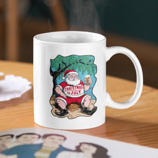 Mug Père Noël Festive Appréciant La Bière Sous Arbre (Créateur téléchargé)
